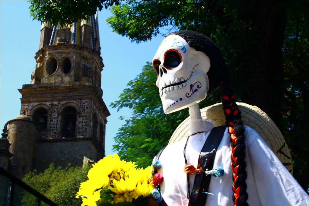 Day of the Dead skeleton in the city centre of Guadalajara.