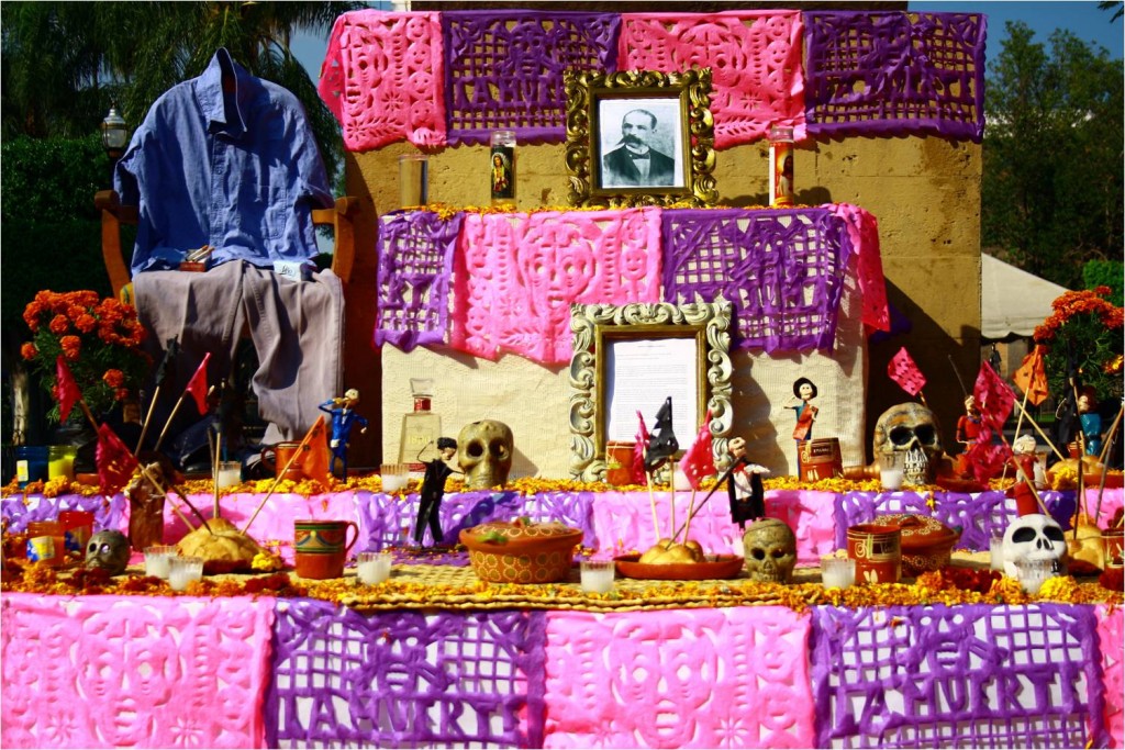 A typical Day of the Death altar to celebrate a joyful visit from an old friend.