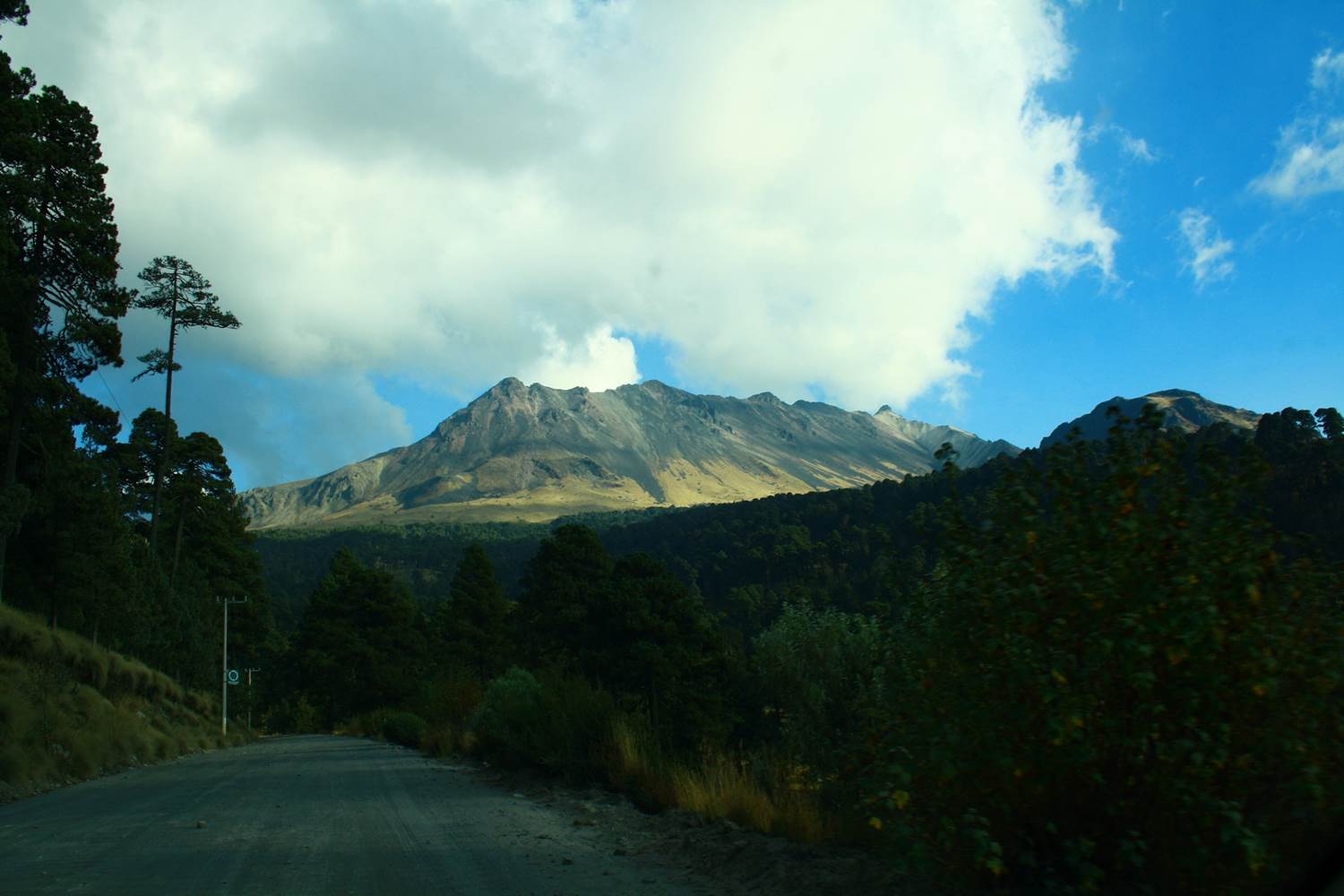 Road up to the crater of Nevado de Toluca