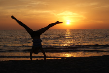 Gymnastics fun at the beach